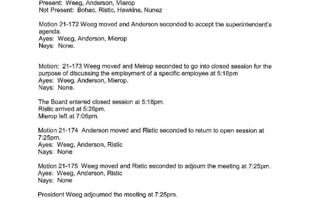 Minutes June 2 2021 special meeting