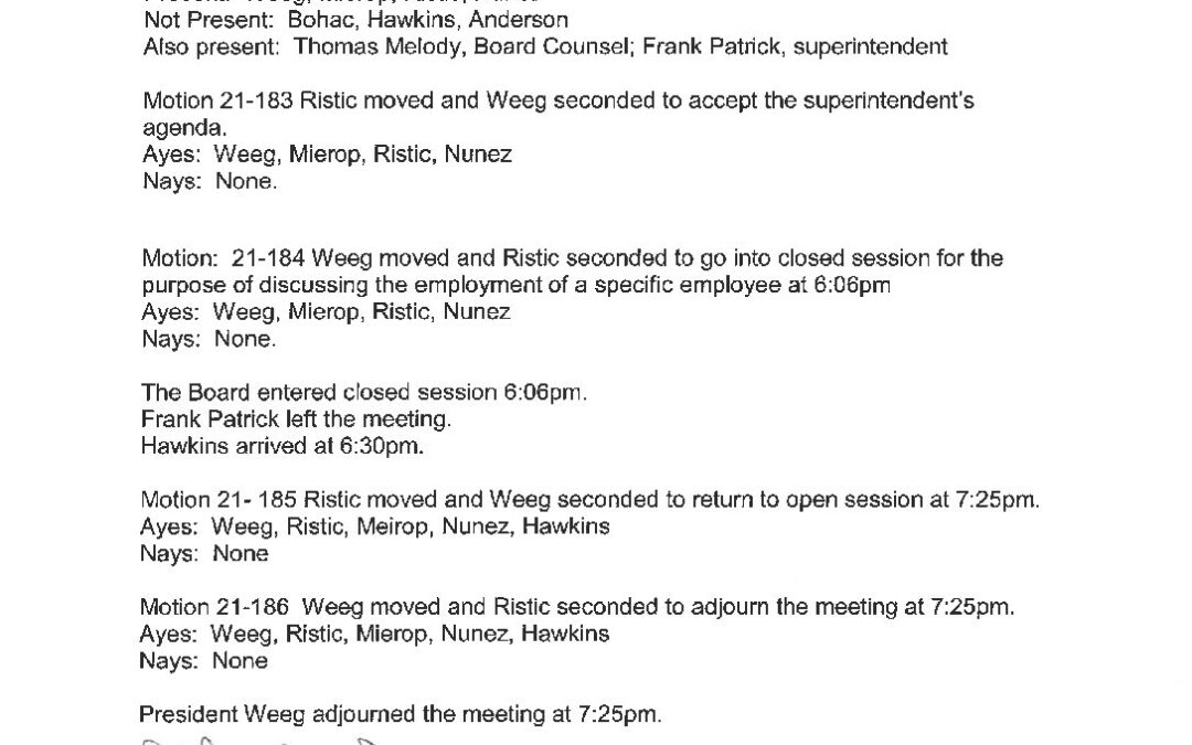 Minutes June 24 2021 special meeting